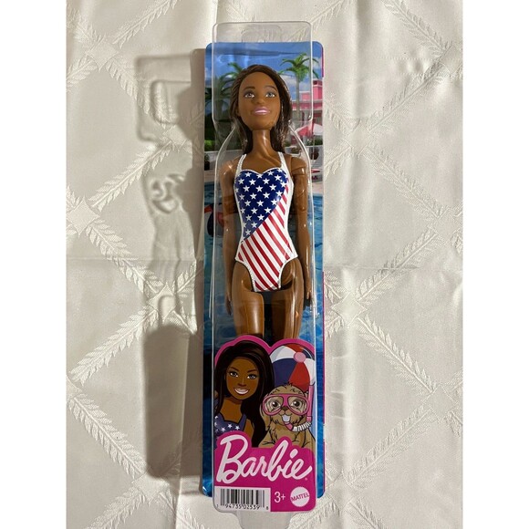 Mattel Barbie Doll USA Flag Swimsuit - Picture 1 of 7